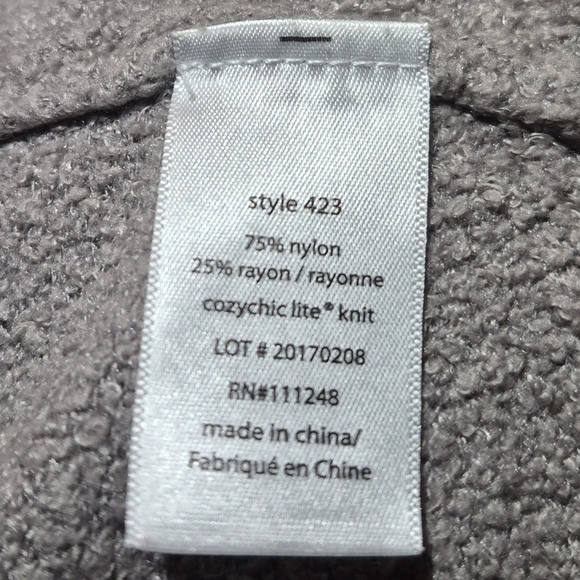 Barefoot Dreams Cardigan Gray Open Front Side Pockets Shawl Collar Womens Size M - Picture 10 of 11